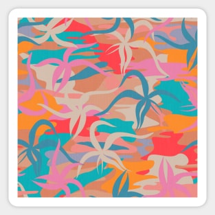 Tahiti Garden II. / Vibrant Plants in Red, Orange, Pink and Turquoise Sticker